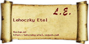 Lehoczky Etel névjegykártya